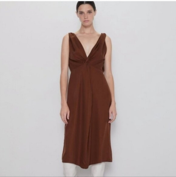 Zara Dresses & Skirts - Zara Womens Rust Red Midi Dress Size X-Small